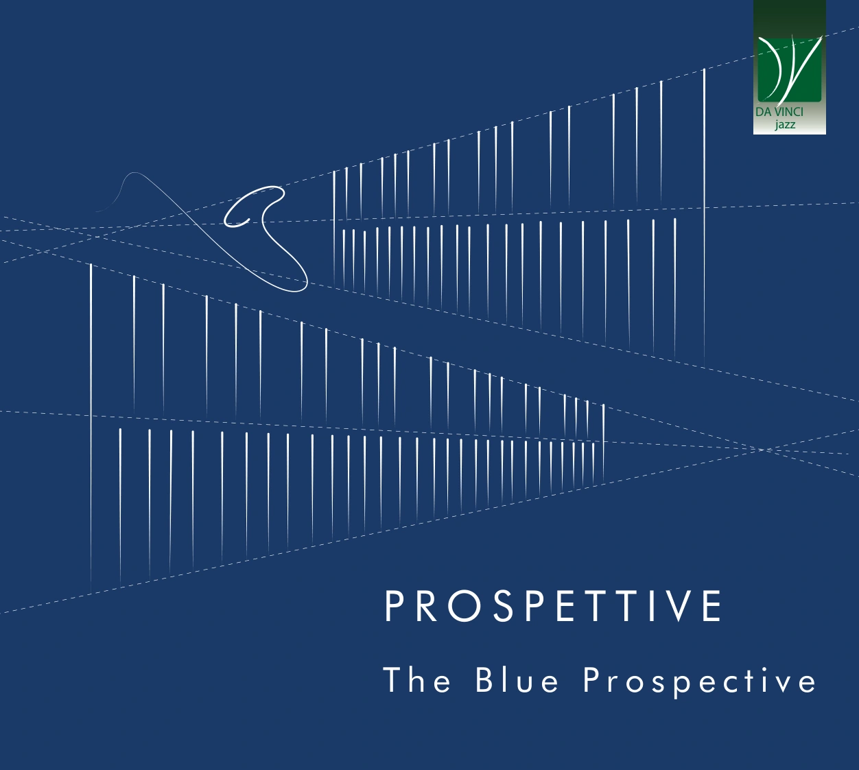 Copertina originale dell'album Prospettive di The Blue Prospective, blu con linee bianche prospettiche